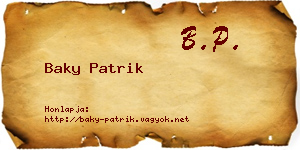 Baky Patrik névjegykártya